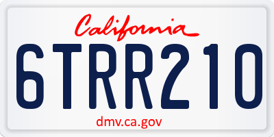 CA license plate 6TRR210