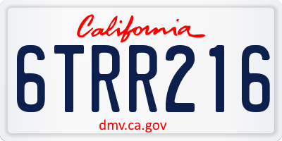 CA license plate 6TRR216