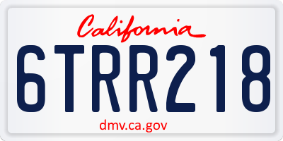 CA license plate 6TRR218