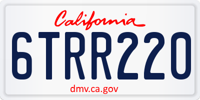 CA license plate 6TRR220
