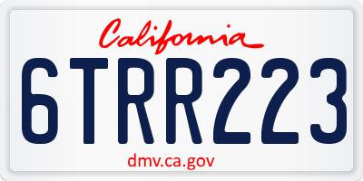 CA license plate 6TRR223