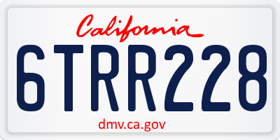 CA license plate 6TRR228