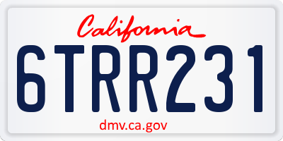 CA license plate 6TRR231