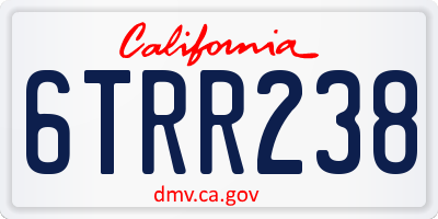CA license plate 6TRR238