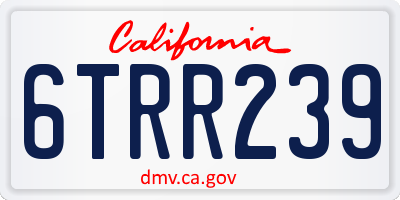 CA license plate 6TRR239