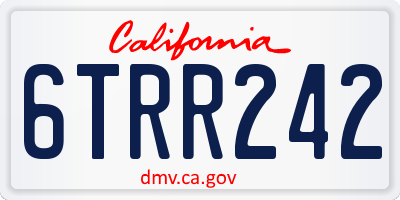 CA license plate 6TRR242