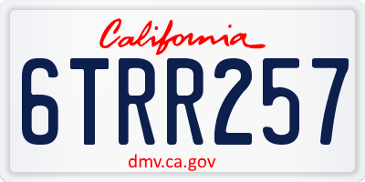 CA license plate 6TRR257