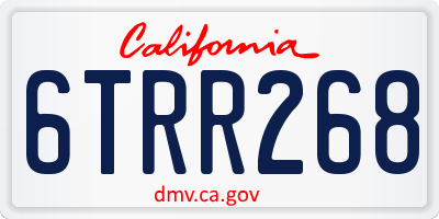 CA license plate 6TRR268