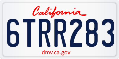 CA license plate 6TRR283