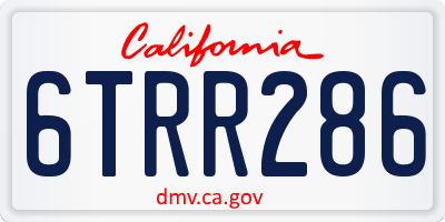 CA license plate 6TRR286