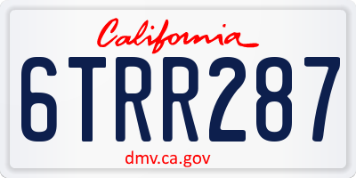 CA license plate 6TRR287