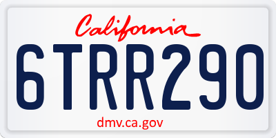 CA license plate 6TRR290