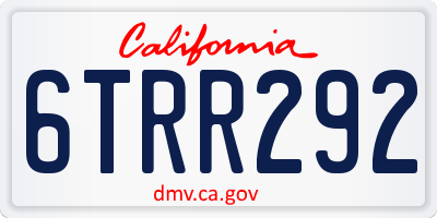 CA license plate 6TRR292