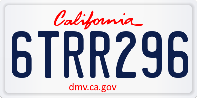CA license plate 6TRR296