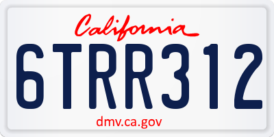 CA license plate 6TRR312