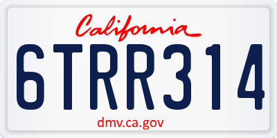 CA license plate 6TRR314