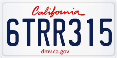 CA license plate 6TRR315