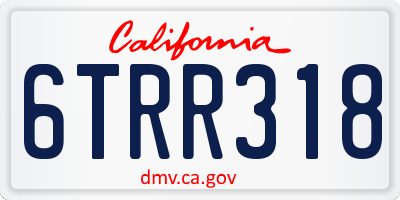 CA license plate 6TRR318