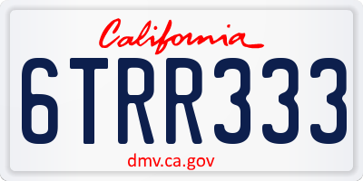CA license plate 6TRR333