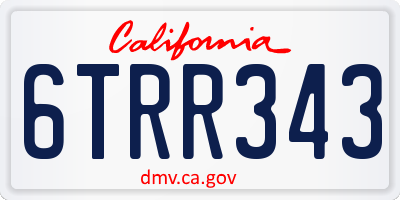 CA license plate 6TRR343