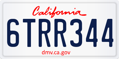 CA license plate 6TRR344