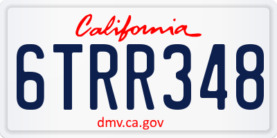 CA license plate 6TRR348