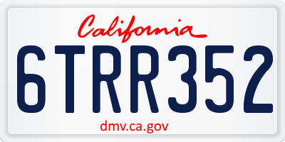 CA license plate 6TRR352