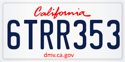 CA license plate 6TRR353