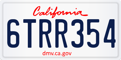 CA license plate 6TRR354