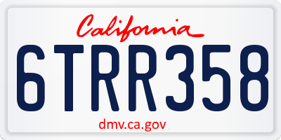 CA license plate 6TRR358