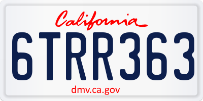 CA license plate 6TRR363