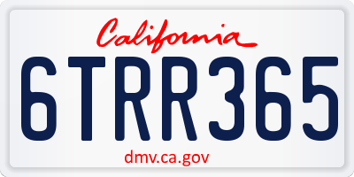 CA license plate 6TRR365