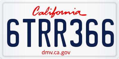 CA license plate 6TRR366