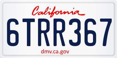 CA license plate 6TRR367