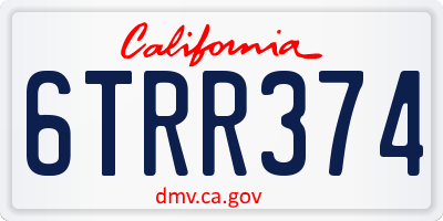 CA license plate 6TRR374