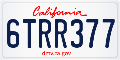 CA license plate 6TRR377
