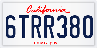 CA license plate 6TRR380