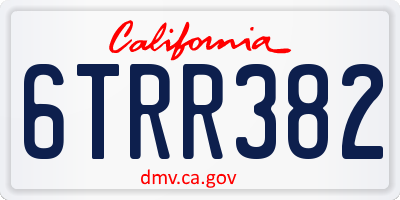 CA license plate 6TRR382