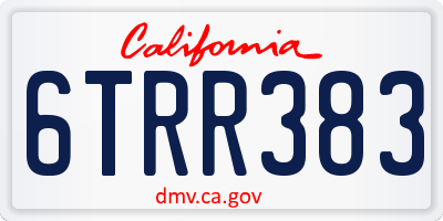 CA license plate 6TRR383