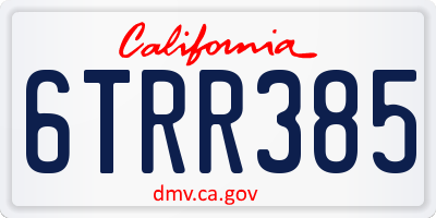 CA license plate 6TRR385
