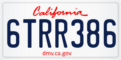 CA license plate 6TRR386