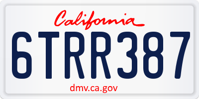 CA license plate 6TRR387