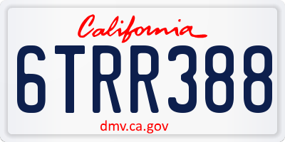 CA license plate 6TRR388