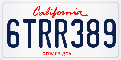 CA license plate 6TRR389