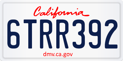 CA license plate 6TRR392