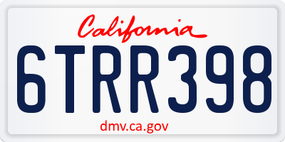 CA license plate 6TRR398