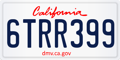 CA license plate 6TRR399