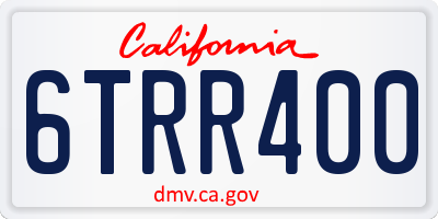 CA license plate 6TRR400