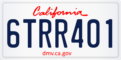 CA license plate 6TRR401