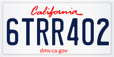 CA license plate 6TRR402